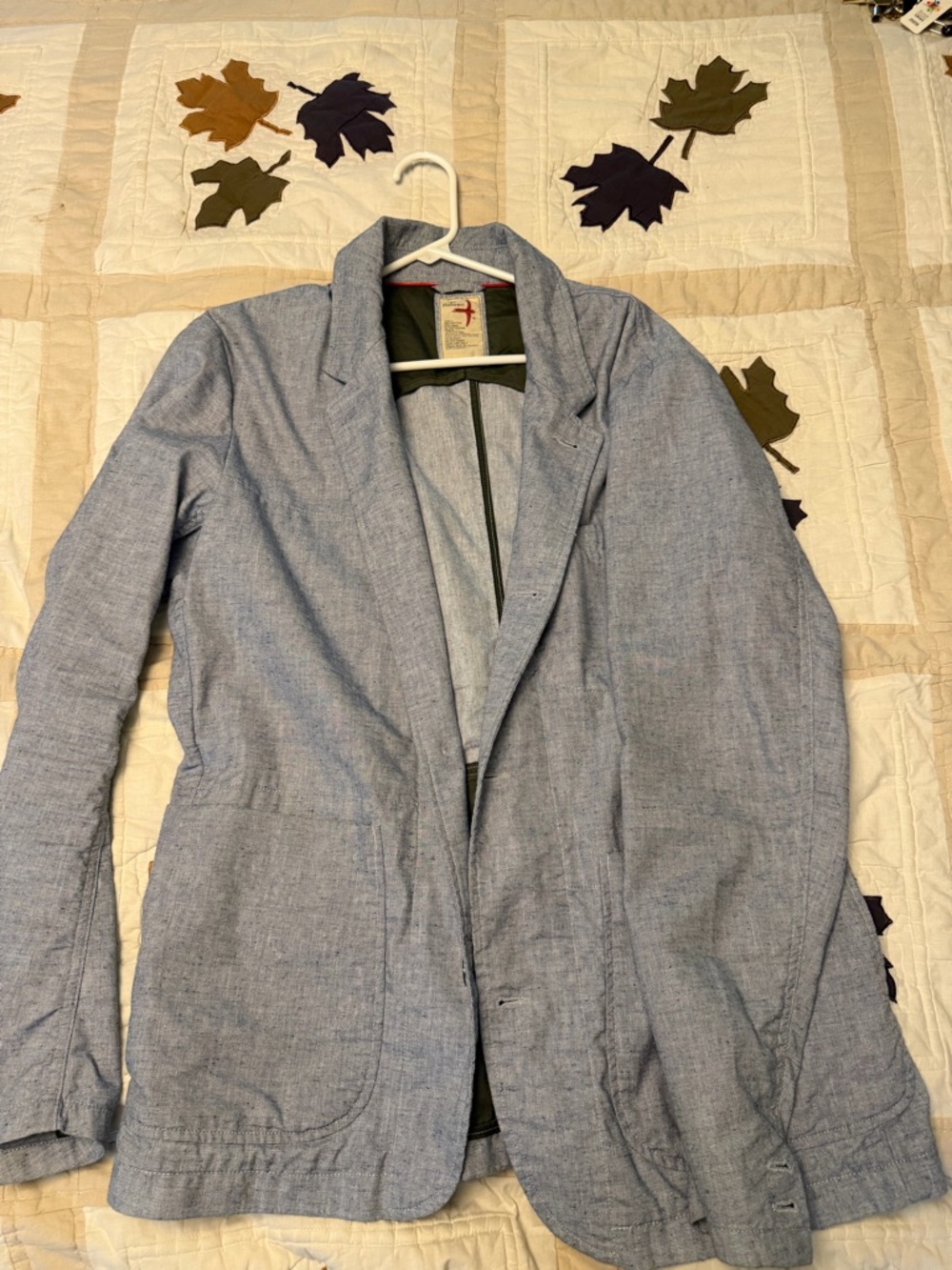 Relwen Light Blue Chambray Blazer Cotton Linen
